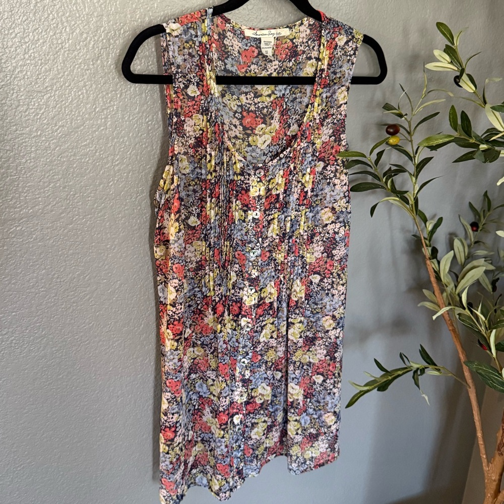 American Rag Cie Multicolor Floral Tank With Tie